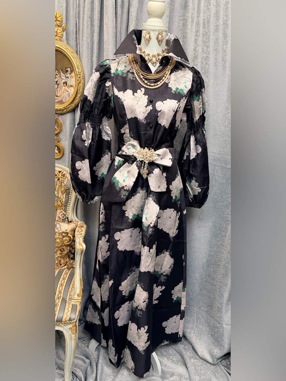 The Midnight Botanical Maxi Dress 🖤